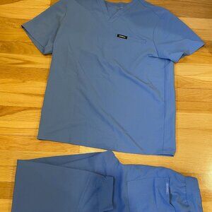 Jaanuu Men's Medium Ciel blue Scrub set